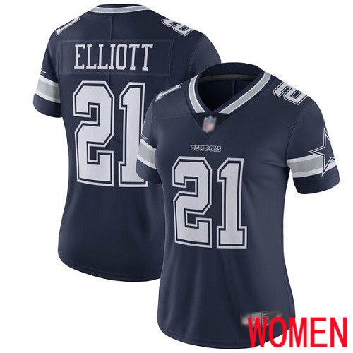 Women Dallas Cowboys Limited Navy Blue Ezekiel Elliott Home #21 Vapor Untouchable NFL Jersey->women nfl jersey->Women Jersey